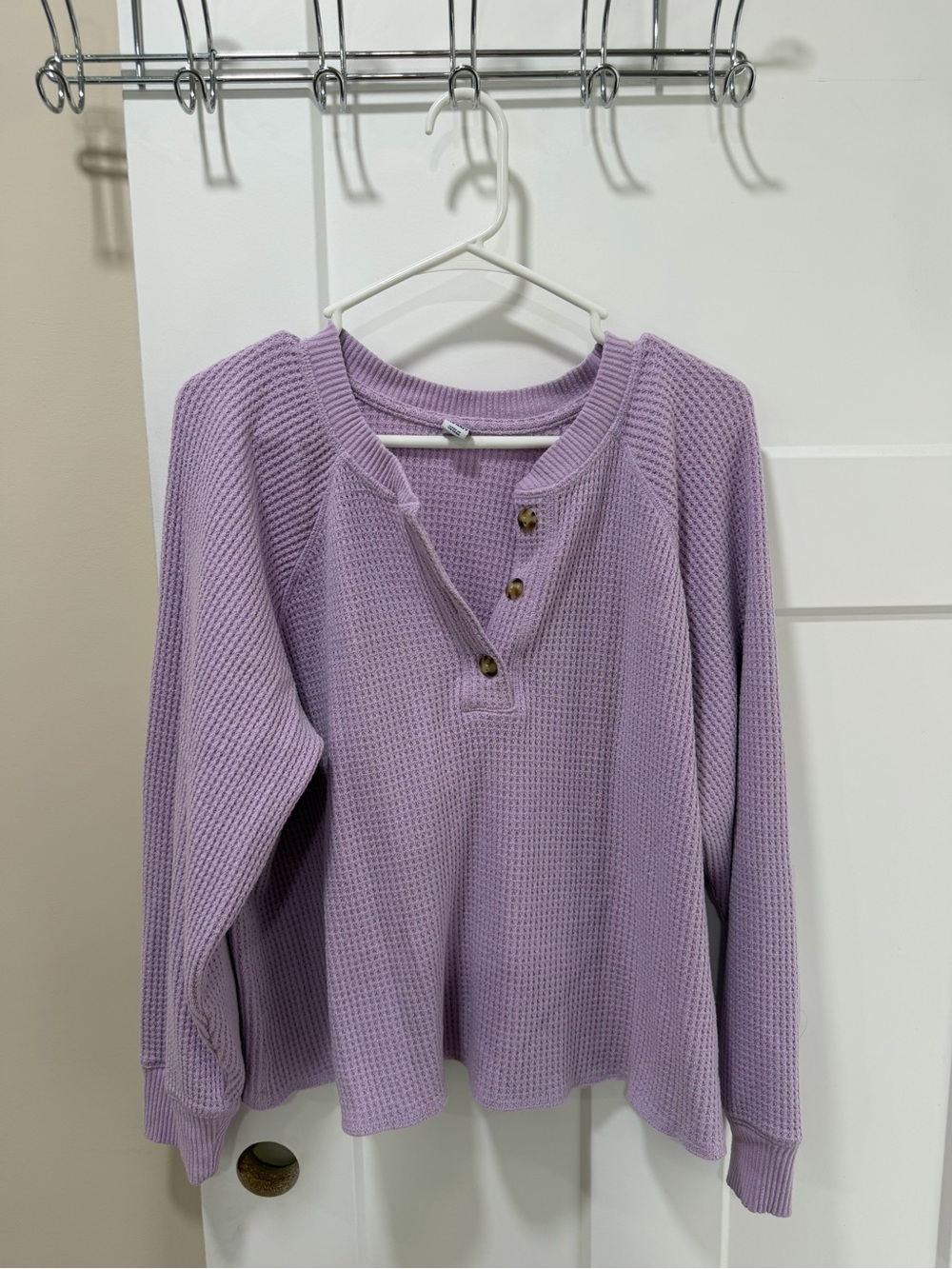 Old Navy Lavender Waffle-Knit Henley Sweater